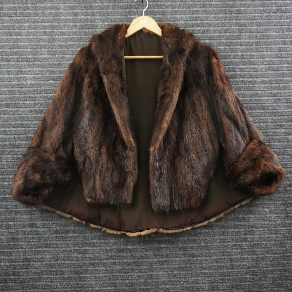 Vintage Real Mink Fur Cape Stole Women OS Brown Shawl Wrap